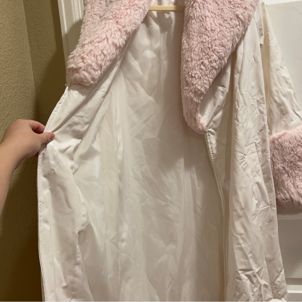 Pretty Little Thing Pink and White Women's Coat - Picture 6 of 8
